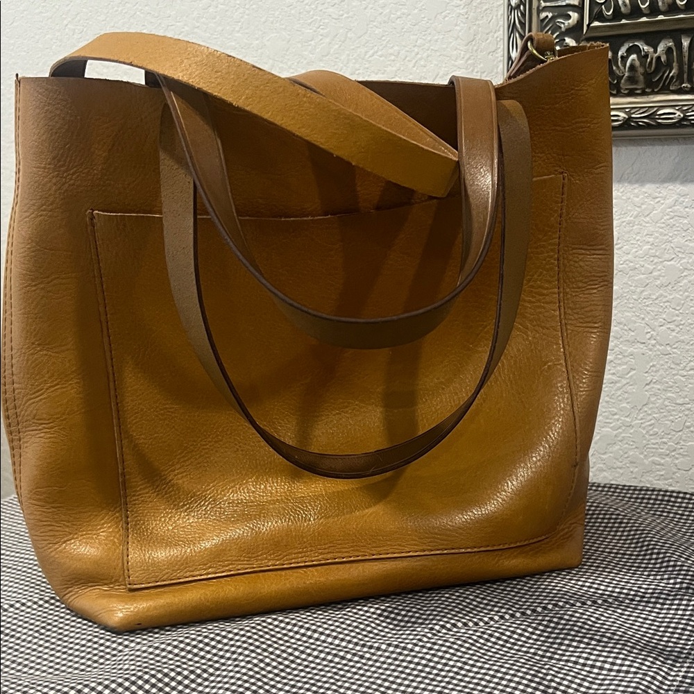Elegant Tan Leather Tote Bag